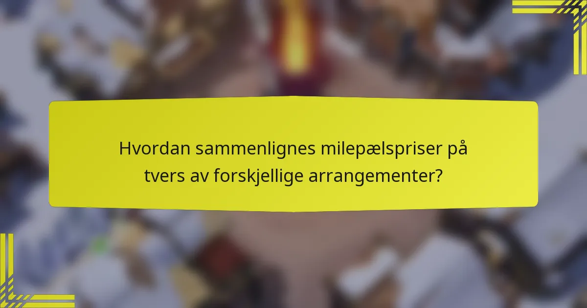 Hvordan sammenlignes milepælspriser på tvers av forskjellige arrangementer?