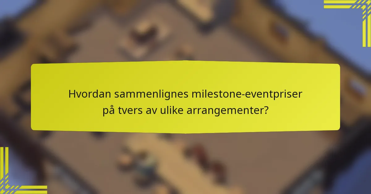 Hvordan sammenlignes milestone-eventpriser på tvers av ulike arrangementer?